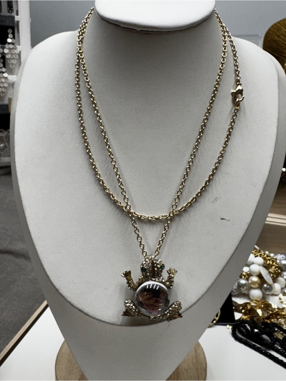 Gold-Tone Frog Pendant Necklace - Gold